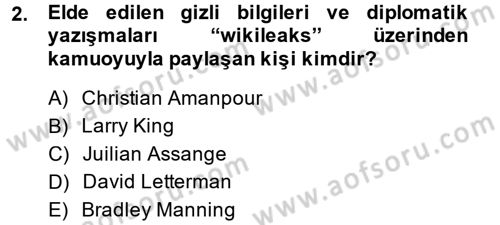 Diş Politika Analizi Dersi 2014 - 2015 Yılı (Vize) Ara Sınavı 2. Soru