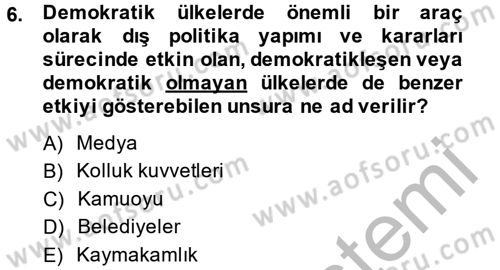 Diş Politika Analizi Dersi 2014 - 2015 Yılı (Vize) Ara Sınavı 6. Soru