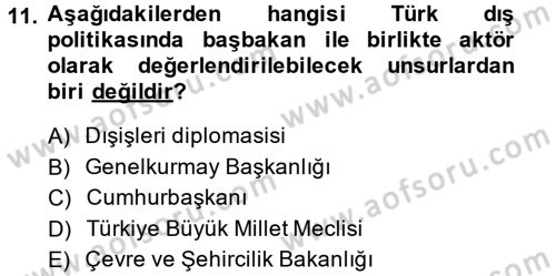 Diş Politika Analizi Dersi 2014 - 2015 Yılı (Final) Dönem Sonu Sınav Soruları 11. Soru