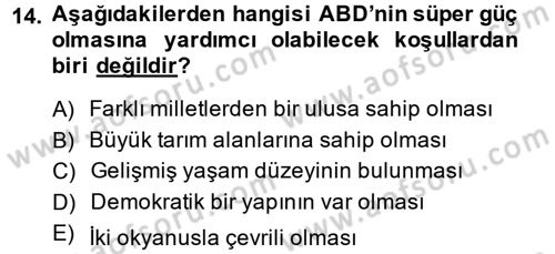 Diş Politika Analizi Dersi 2014 - 2015 Yılı (Final) Dönem Sonu Sınav Soruları 14. Soru