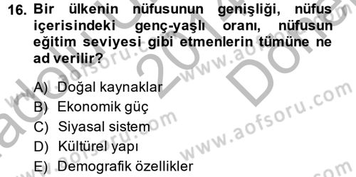 Diş Politika Analizi Dersi 2014 - 2015 Yılı (Final) Dönem Sonu Sınav Soruları 16. Soru