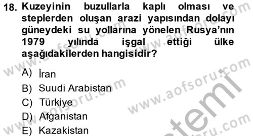 Diş Politika Analizi Dersi 2014 - 2015 Yılı (Final) Dönem Sonu Sınav Soruları 18. Soru