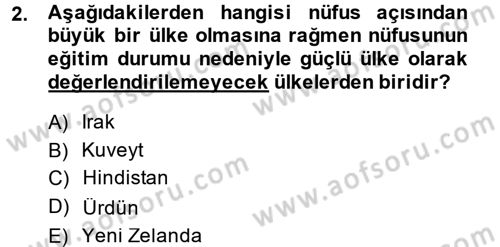 Diş Politika Analizi Dersi 2014 - 2015 Yılı (Final) Dönem Sonu Sınav Soruları 2. Soru