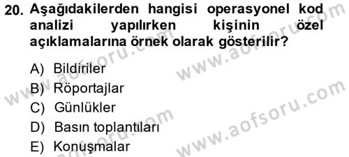 Diş Politika Analizi Dersi 2014 - 2015 Yılı (Final) Dönem Sonu Sınav Soruları 20. Soru