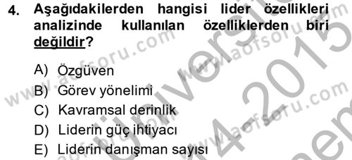 Diş Politika Analizi Dersi 2014 - 2015 Yılı (Final) Dönem Sonu Sınav Soruları 4. Soru
