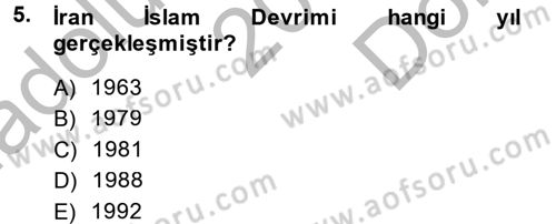 Diş Politika Analizi Dersi 2014 - 2015 Yılı (Final) Dönem Sonu Sınav Soruları 5. Soru