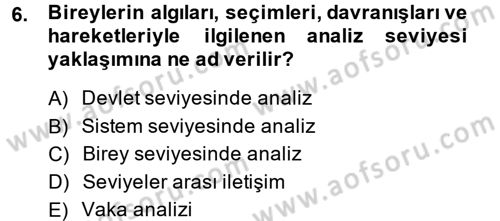 Diş Politika Analizi Dersi 2014 - 2015 Yılı (Final) Dönem Sonu Sınav Soruları 6. Soru