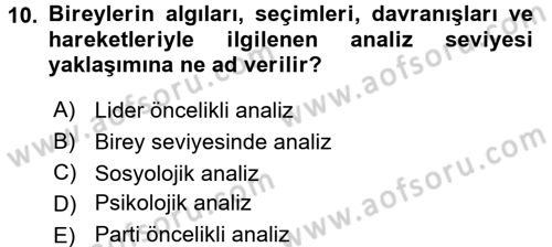 Diş Politika Analizi Dersi 2015 - 2016 Yılı (Vize) Ara Sınav Soruları 10. Soru