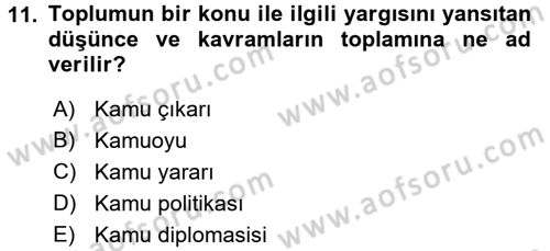 Diş Politika Analizi Dersi 2015 - 2016 Yılı (Vize) Ara Sınav Soruları 11. Soru