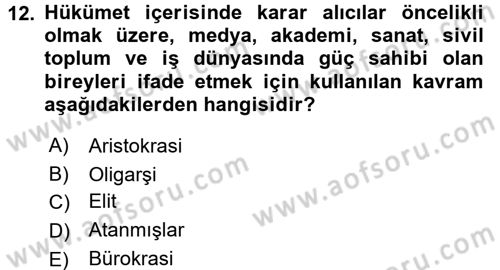 Diş Politika Analizi Dersi 2015 - 2016 Yılı (Vize) Ara Sınav Soruları 12. Soru