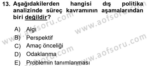 Diş Politika Analizi Dersi 2015 - 2016 Yılı (Vize) Ara Sınav Soruları 13. Soru