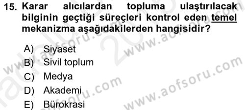 Diş Politika Analizi Dersi 2015 - 2016 Yılı (Vize) Ara Sınav Soruları 15. Soru