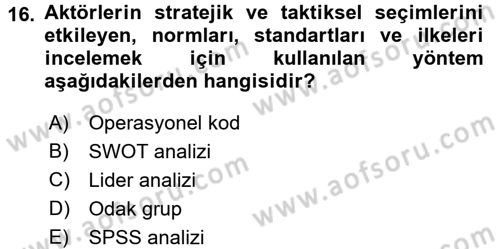 Diş Politika Analizi Dersi 2015 - 2016 Yılı (Vize) Ara Sınav Soruları 16. Soru