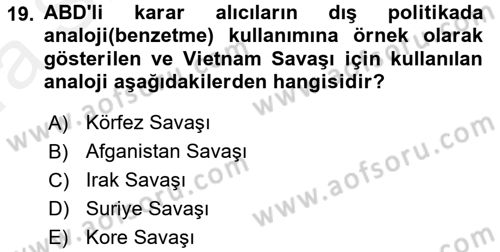 Diş Politika Analizi Dersi 2015 - 2016 Yılı (Vize) Ara Sınav Soruları 19. Soru