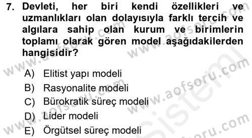 Diş Politika Analizi Dersi 2015 - 2016 Yılı (Vize) Ara Sınav Soruları 7. Soru