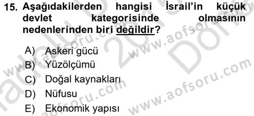 Diş Politika Analizi Dersi 2015 - 2016 Yılı (Final) Dönem Sonu Sınav Soruları 15. Soru