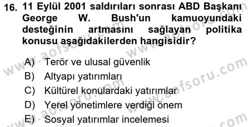 Diş Politika Analizi Dersi 2015 - 2016 Yılı (Final) Dönem Sonu Sınav Soruları 16. Soru