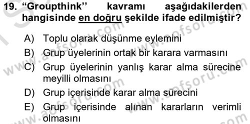 Diş Politika Analizi Dersi 2015 - 2016 Yılı (Final) Dönem Sonu Sınav Soruları 19. Soru