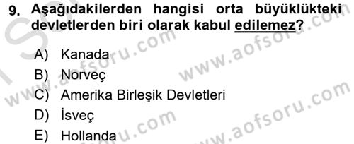 Diş Politika Analizi Dersi 2015 - 2016 Yılı (Final) Dönem Sonu Sınav Soruları 9. Soru