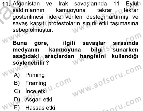 Diş Politika Analizi Dersi 2016 - 2017 Yılı 3 Ders Sınav Soruları 11. Soru