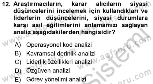 Diş Politika Analizi Dersi 2016 - 2017 Yılı 3 Ders Sınav Soruları 12. Soru