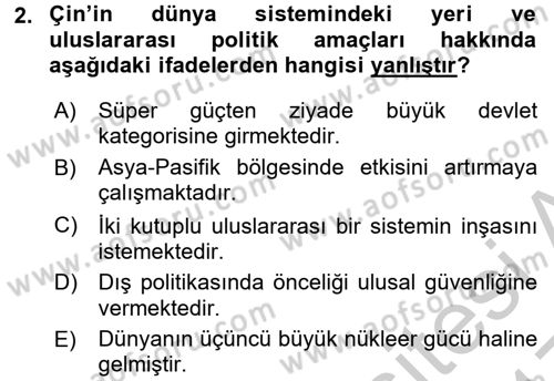 Diş Politika Analizi Dersi 2016 - 2017 Yılı 3 Ders Sınav Soruları 2. Soru