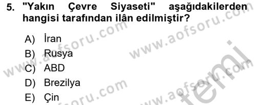 Diş Politika Analizi Dersi 2016 - 2017 Yılı 3 Ders Sınav Soruları 5. Soru