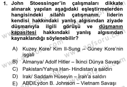 Diş Politika Analizi Dersi 2016 - 2017 Yılı (Vize) Ara Sınav Soruları 1. Soru
