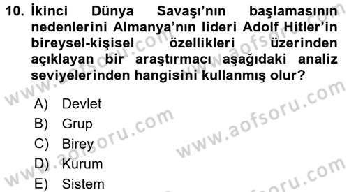 Diş Politika Analizi Dersi 2016 - 2017 Yılı (Vize) Ara Sınav Soruları 10. Soru