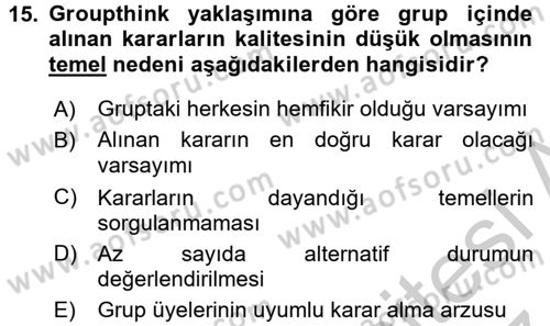 Diş Politika Analizi Dersi 2016 - 2017 Yılı (Vize) Ara Sınav Soruları 15. Soru