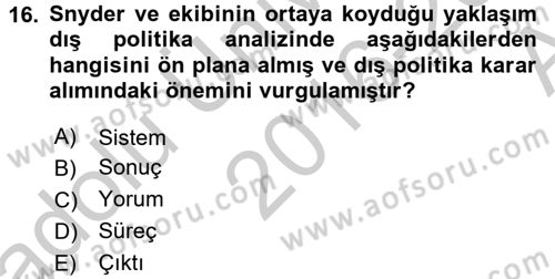Diş Politika Analizi Dersi 2016 - 2017 Yılı (Vize) Ara Sınav Soruları 16. Soru
