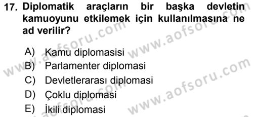 Diş Politika Analizi Dersi 2016 - 2017 Yılı (Vize) Ara Sınav Soruları 17. Soru