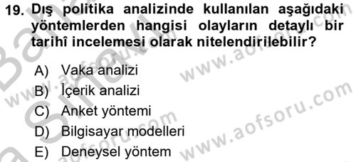 Diş Politika Analizi Dersi 2016 - 2017 Yılı (Vize) Ara Sınav Soruları 19. Soru