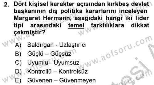 Diş Politika Analizi Dersi 2016 - 2017 Yılı (Vize) Ara Sınav Soruları 2. Soru