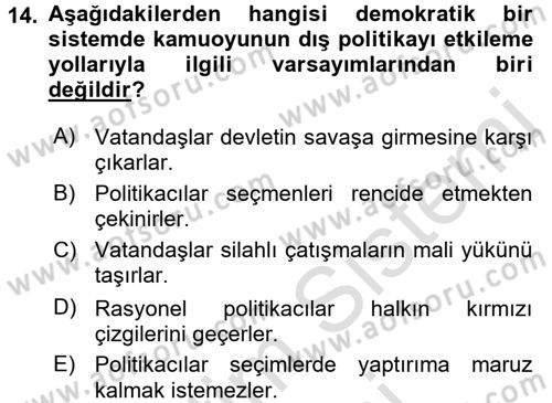 Diş Politika Analizi Dersi 2016 - 2017 Yılı (Final) Dönem Sonu Sınav Soruları 14. Soru
