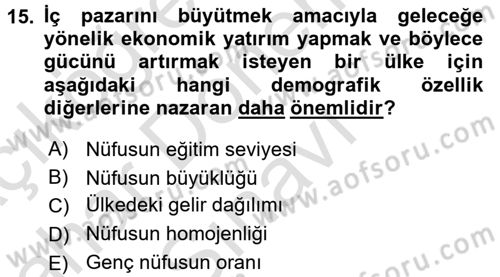 Diş Politika Analizi Dersi 2016 - 2017 Yılı (Final) Dönem Sonu Sınav Soruları 15. Soru