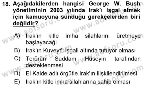 Diş Politika Analizi Dersi 2016 - 2017 Yılı (Final) Dönem Sonu Sınav Soruları 18. Soru