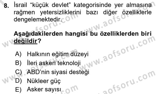 Diş Politika Analizi Dersi 2016 - 2017 Yılı (Final) Dönem Sonu Sınav Soruları 8. Soru