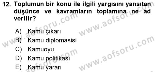 Diş Politika Analizi Dersi 2017 - 2018 Yılı 3 Ders Sınav Soruları 12. Soru