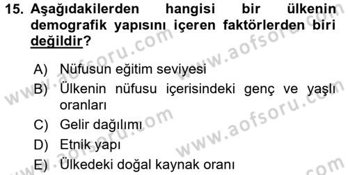 Diş Politika Analizi Dersi 2017 - 2018 Yılı 3 Ders Sınav Soruları 15. Soru