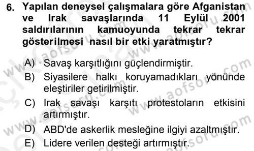 Diş Politika Analizi Dersi 2017 - 2018 Yılı 3 Ders Sınav Soruları 6. Soru