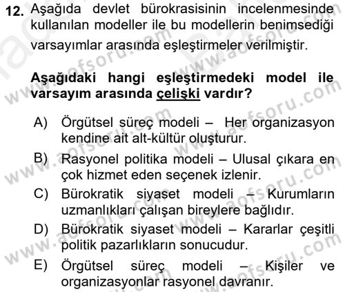 Diş Politika Analizi Dersi 2017 - 2018 Yılı (Vize) Ara Sınav Soruları 12. Soru