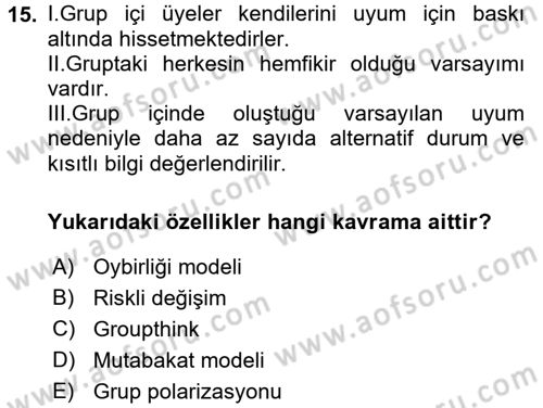Diş Politika Analizi Dersi 2017 - 2018 Yılı (Vize) Ara Sınav Soruları 15. Soru