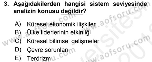 Diş Politika Analizi Dersi 2017 - 2018 Yılı (Vize) Ara Sınav Soruları 3. Soru