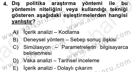 Diş Politika Analizi Dersi 2017 - 2018 Yılı (Vize) Ara Sınav Soruları 4. Soru
