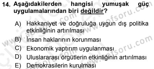 Diş Politika Analizi Dersi 2017 - 2018 Yılı (Final) Dönem Sonu Sınav Soruları 14. Soru