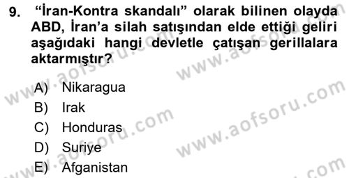 Diş Politika Analizi Dersi 2017 - 2018 Yılı (Final) Dönem Sonu Sınav Soruları 9. Soru
