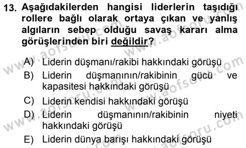 Diş Politika Analizi Dersi 2018 - 2019 Yılı (Vize) Ara Sınav Soruları 13. Soru