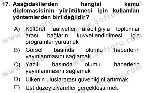 Diş Politika Analizi Dersi 2018 - 2019 Yılı (Vize) Ara Sınav Soruları 17. Soru