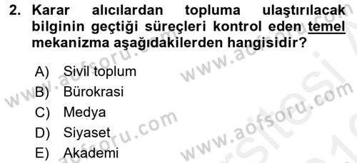 Diş Politika Analizi Dersi 2018 - 2019 Yılı (Vize) Ara Sınav Soruları 2. Soru